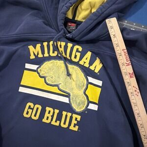 VTG Nike Team Hoodie Mens XXL University Of Michigan Go Blue Distressed Y2K